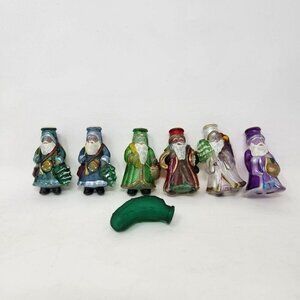 Vintage Old World Christmas Glass Light Covers 7 Ornaments Old Man Santa Pickle